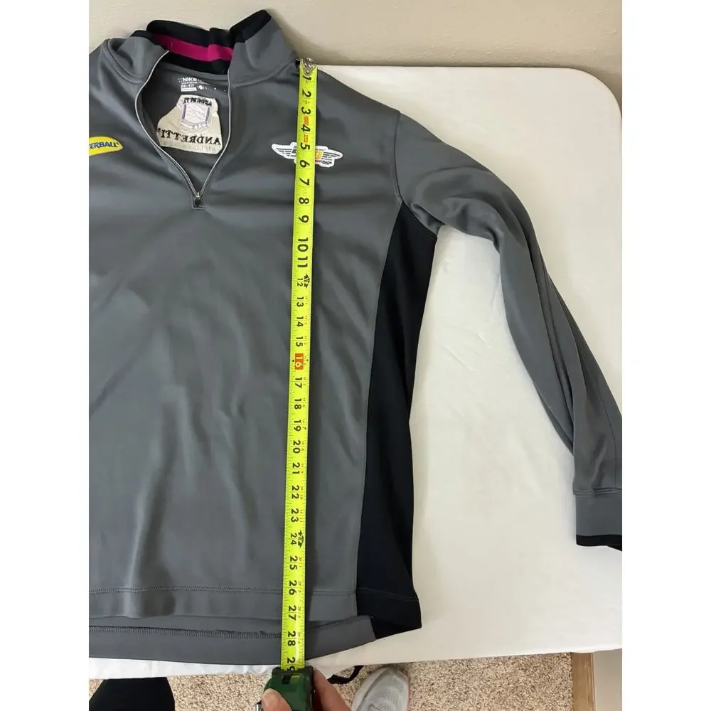 Nike Pullover Mens L Gray Long Sleeve Dri Fit Golf Quarter Zip Andretti Racing